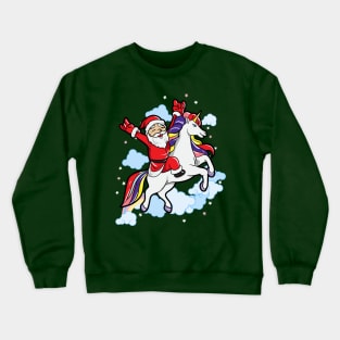 Santa Rocking Out Unicorn Christmas Crewneck Sweatshirt